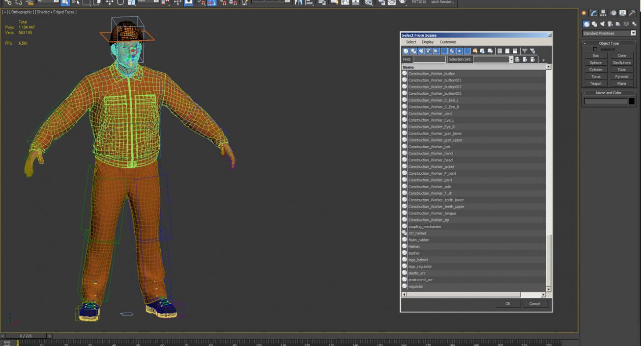 Builder Wearing Orange Coveralls Rigged 3D model