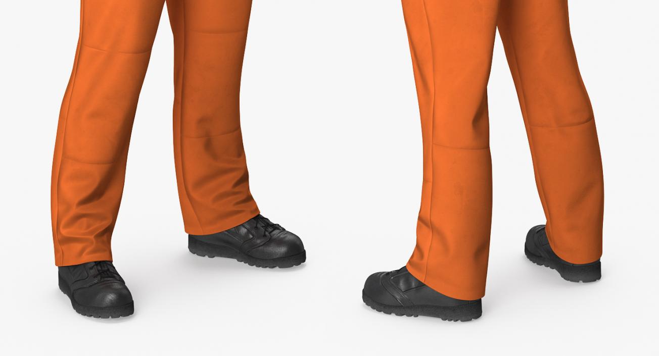 Builder Wearing Orange Coveralls Rigged 3D model