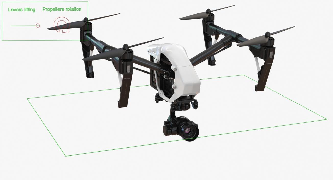 3D model DJI Inspire 1 Pro Drone with 4K Camera Rigged