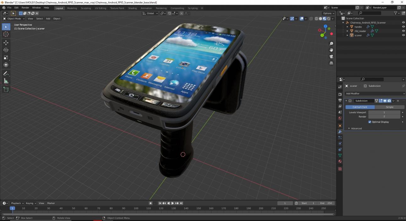 Chainway Android RFID Scanner 3D model