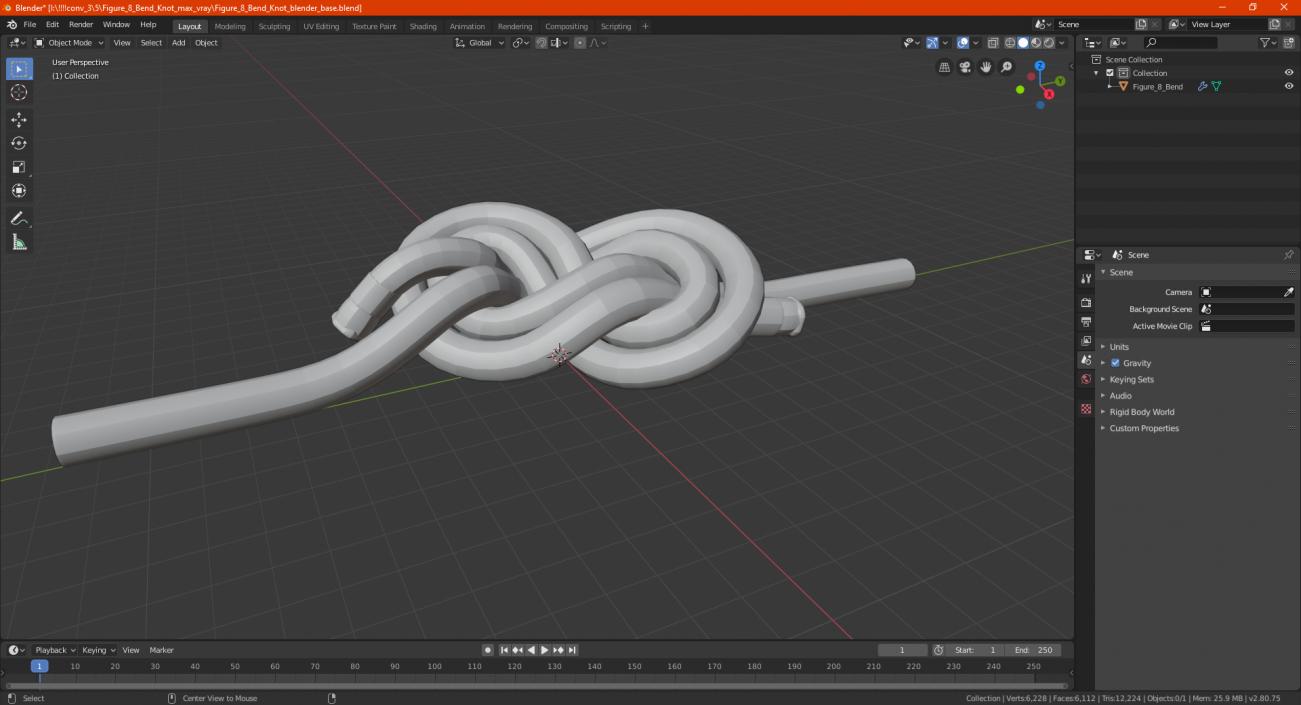 3D Figure 8 Bend Knot model