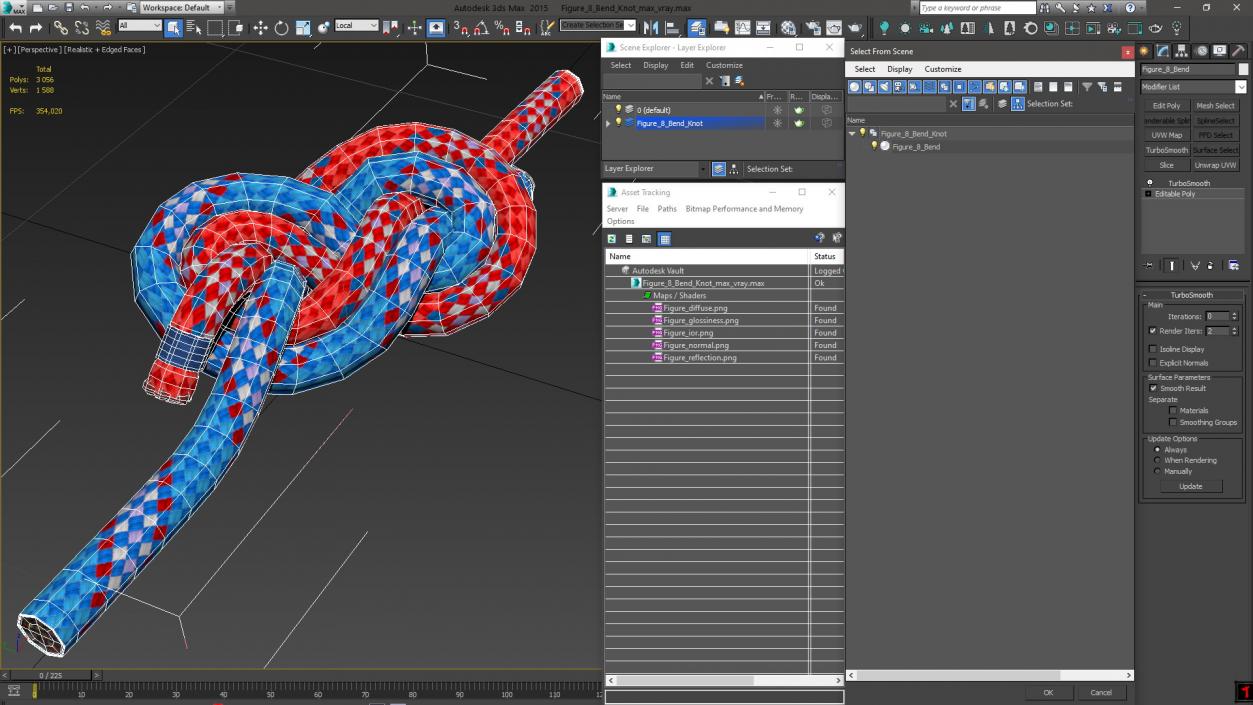 3D Figure 8 Bend Knot model