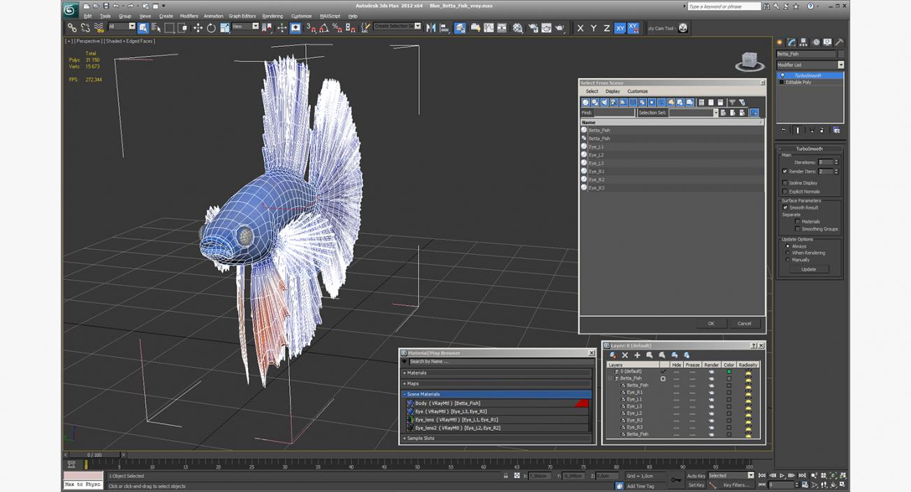 3D model Blue Betta Fish