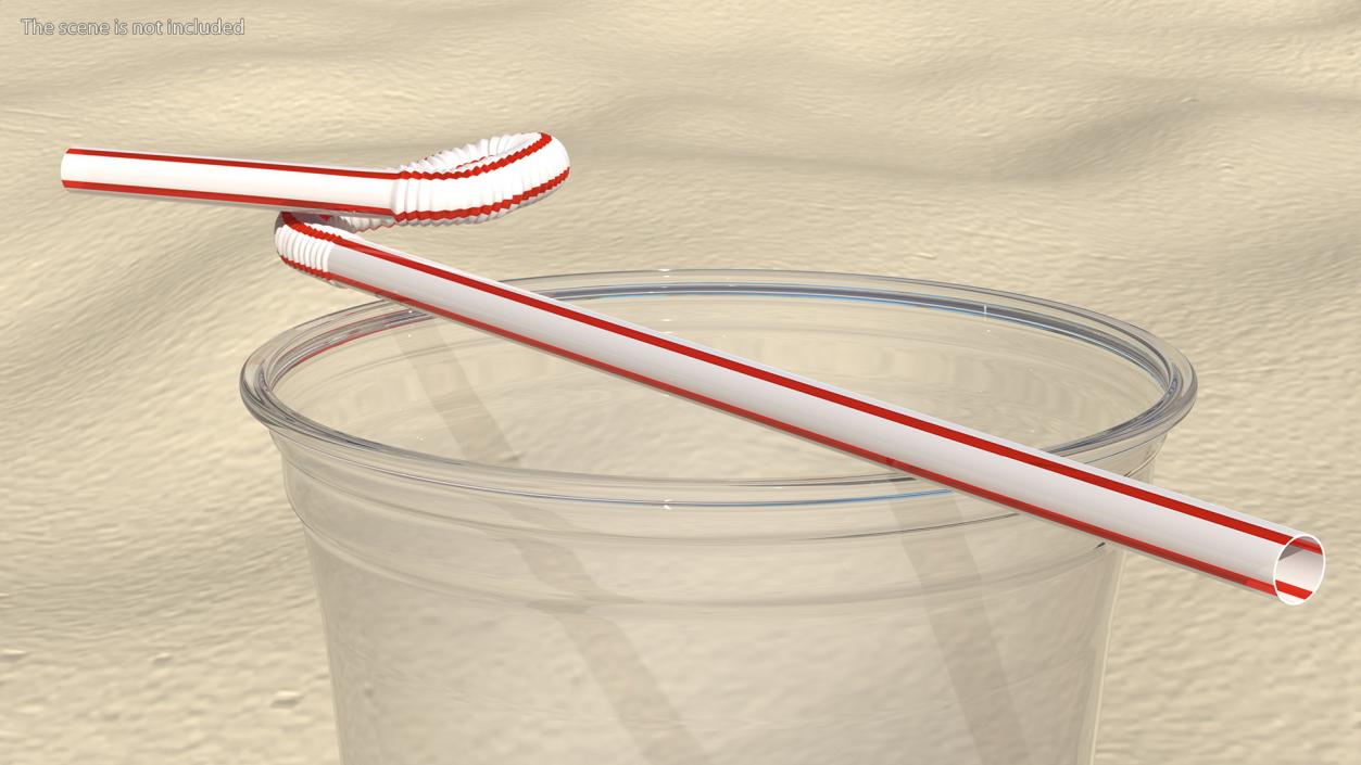 3D model Heart Shaped Drinking Straw with Stripes