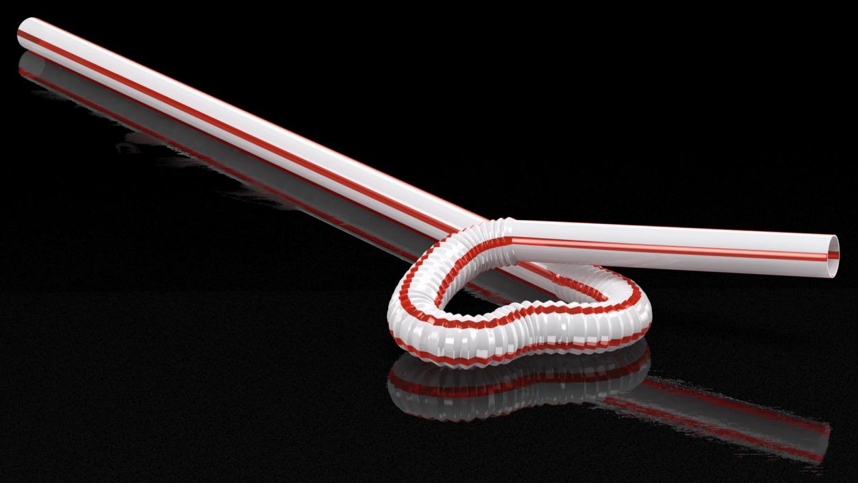 3D model Heart Shaped Drinking Straw with Stripes