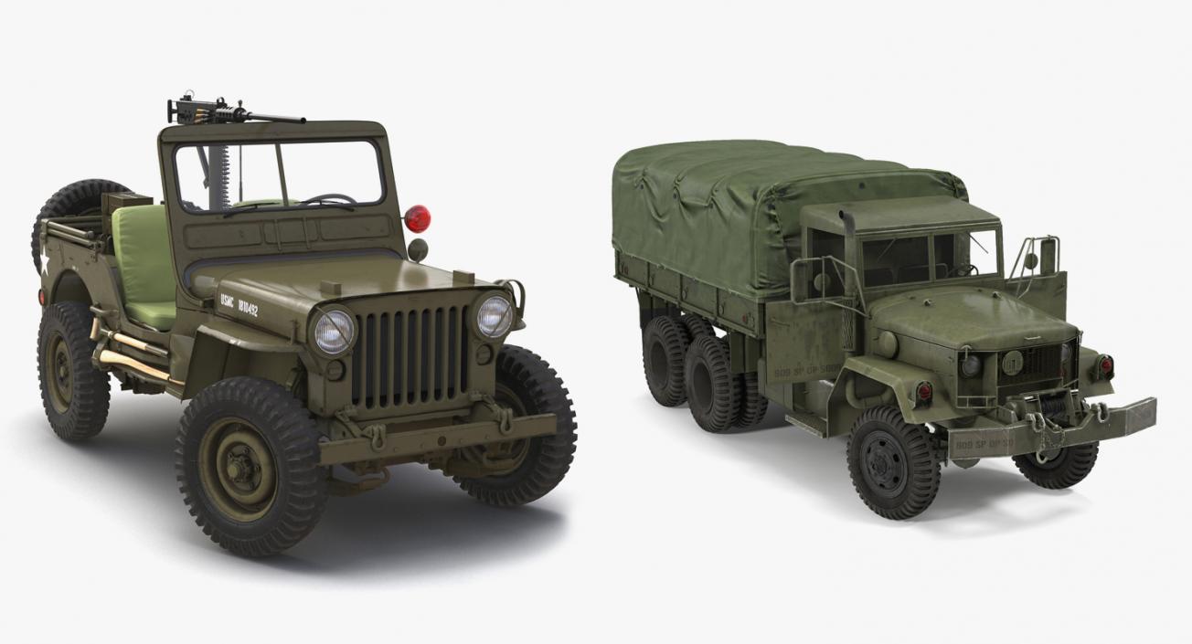 US WWII Rigged Vehicles Collection 3D model