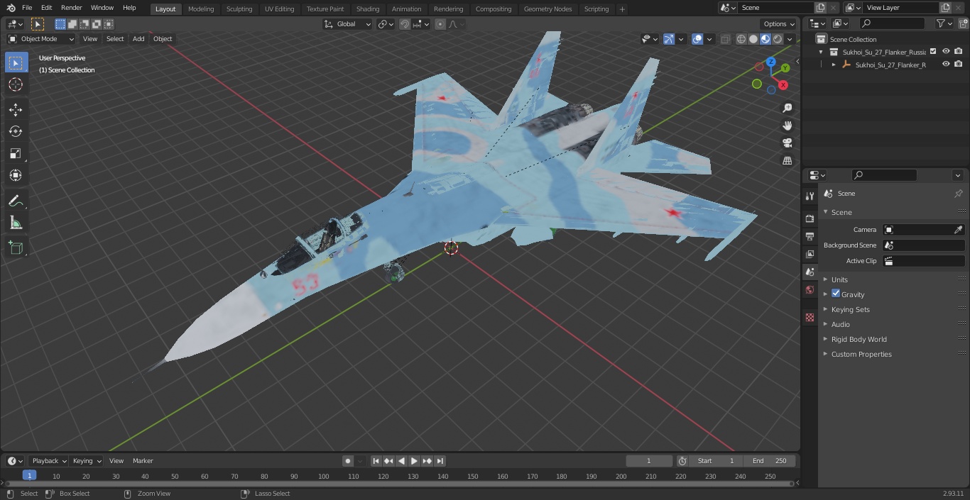 3D model Sukhoi Su-27 Flanker Russian Fighter Aircraft