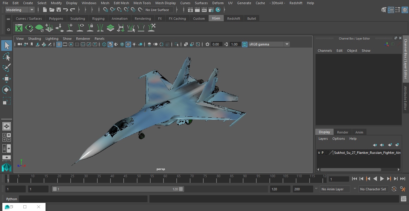 3D model Sukhoi Su-27 Flanker Russian Fighter Aircraft