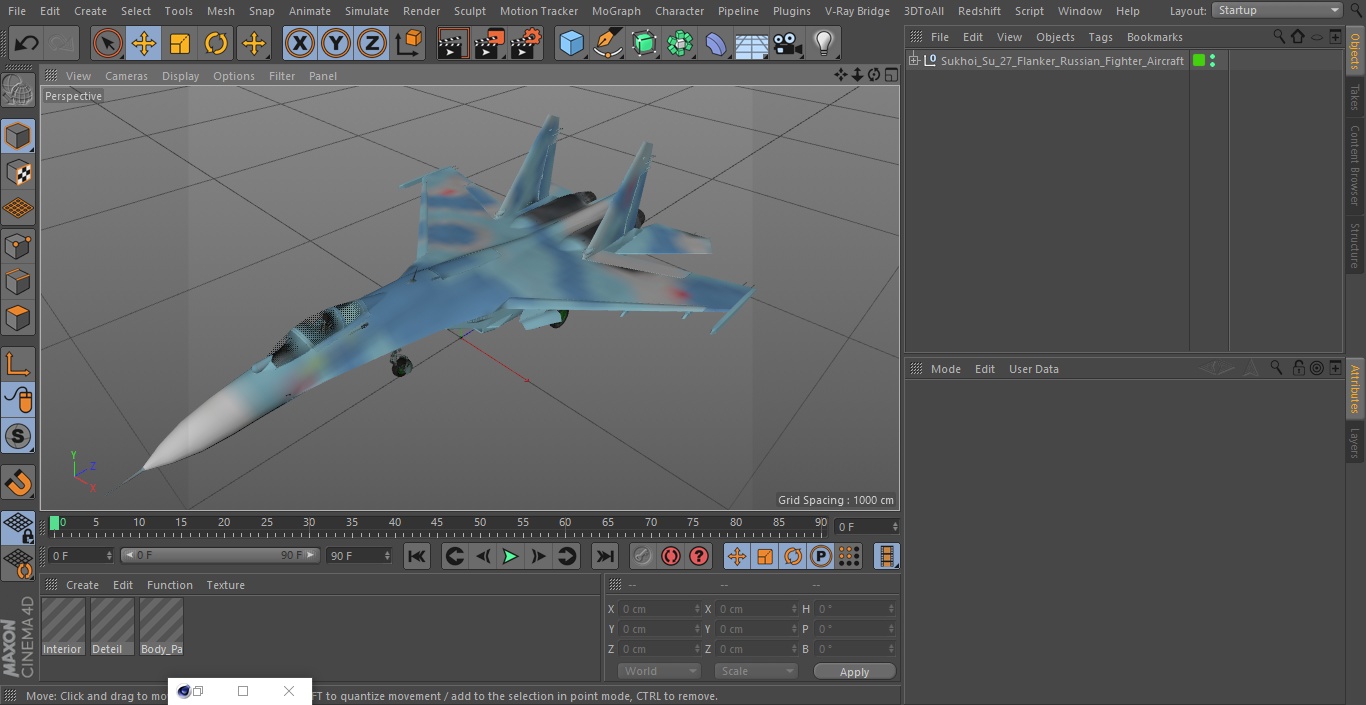 3D model Sukhoi Su-27 Flanker Russian Fighter Aircraft