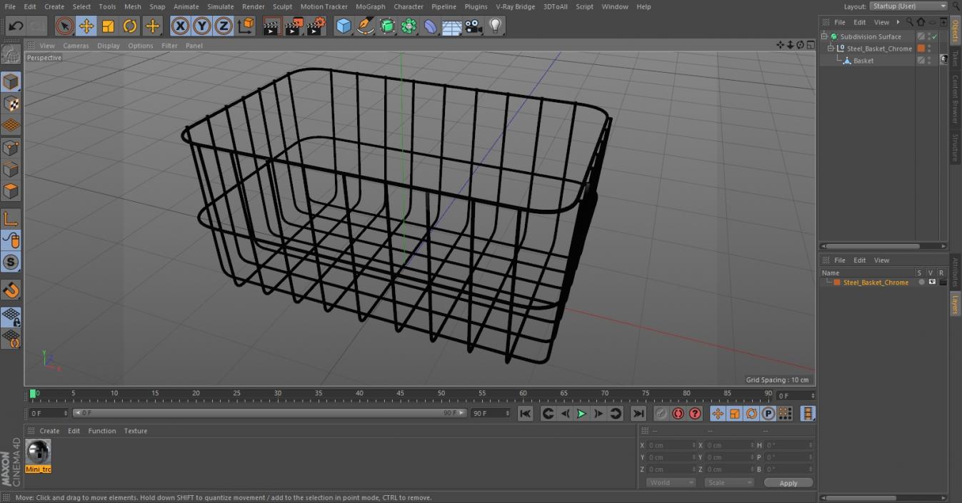 Steel Basket Chrome 3D model