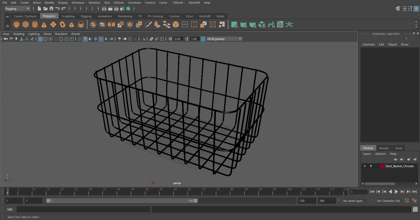 Steel Basket Chrome 3D model