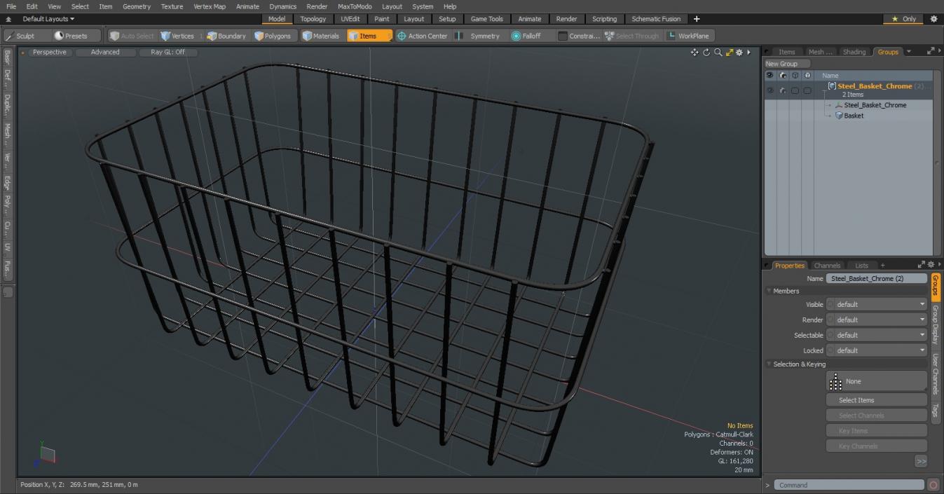 Steel Basket Chrome 3D model