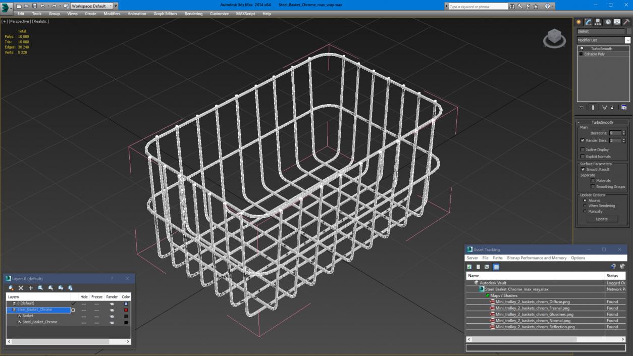 Steel Basket Chrome 3D model