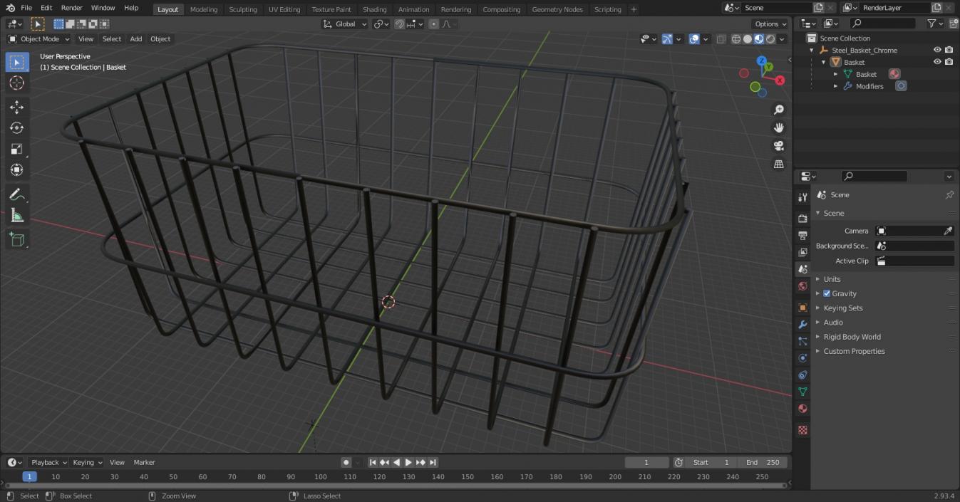 Steel Basket Chrome 3D model