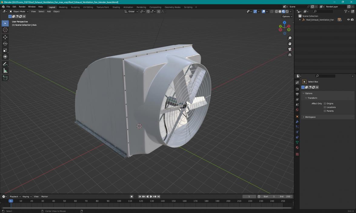 3D Roof Exhaust Ventilation Fan model