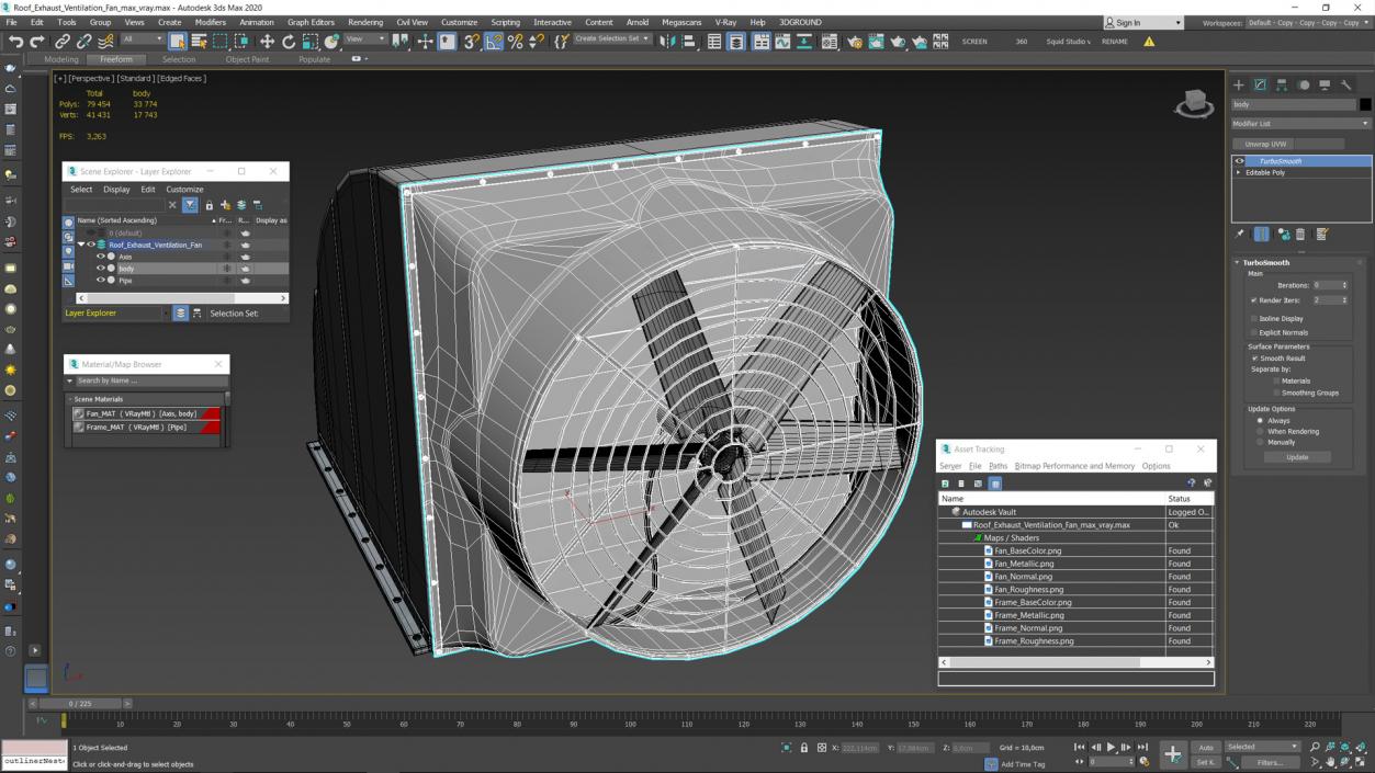 3D Roof Exhaust Ventilation Fan model