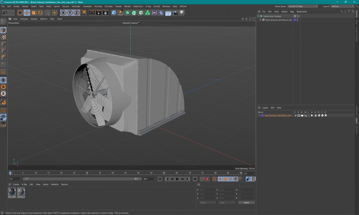 3D Roof Exhaust Ventilation Fan model