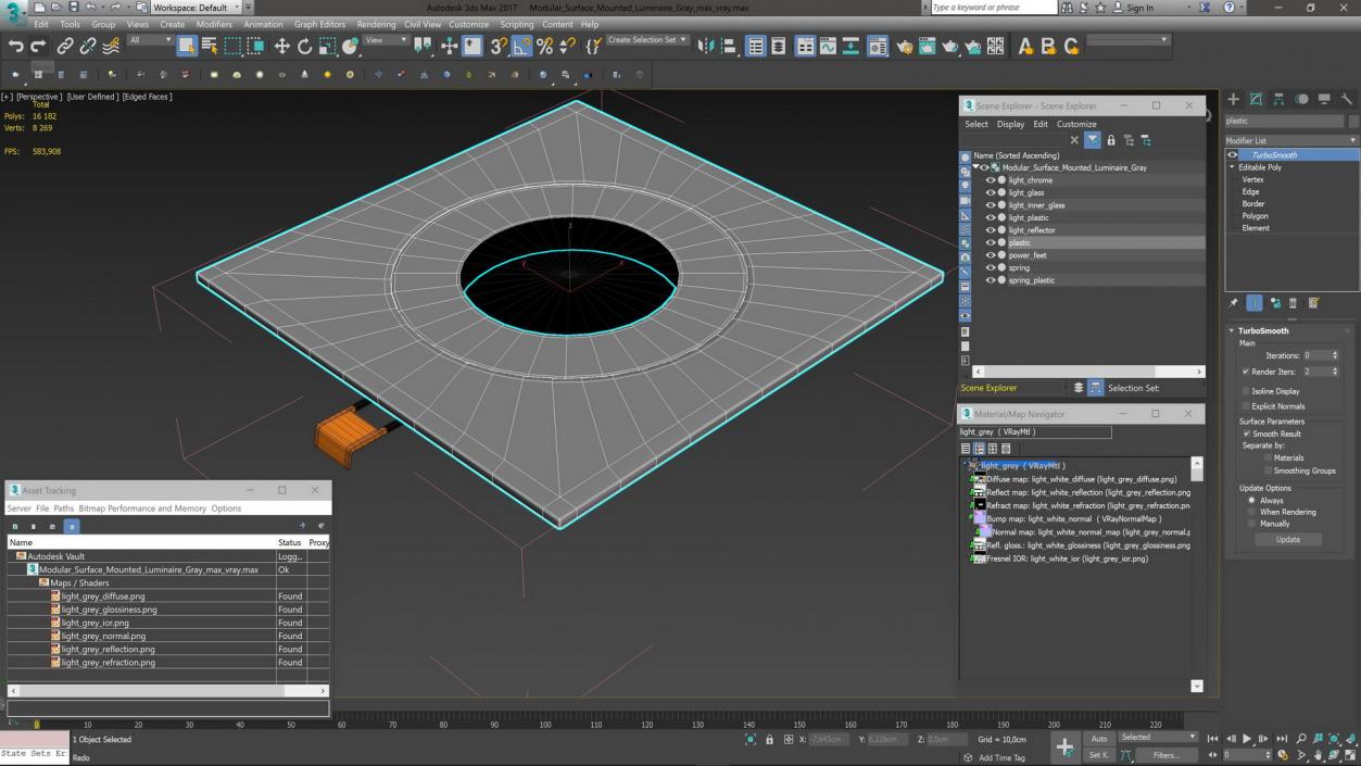 3D Modular Surface Mounted Luminaire Gray model