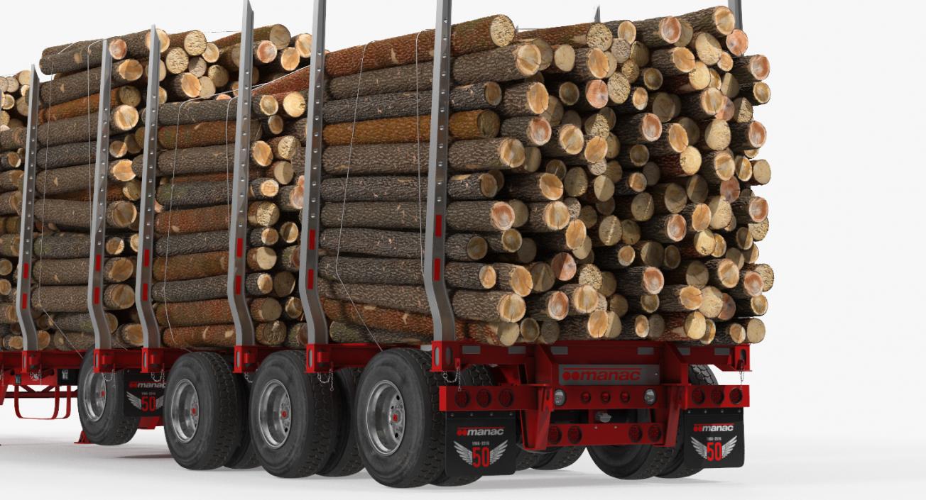 Logging Trailer Manac with Small Logs 3D