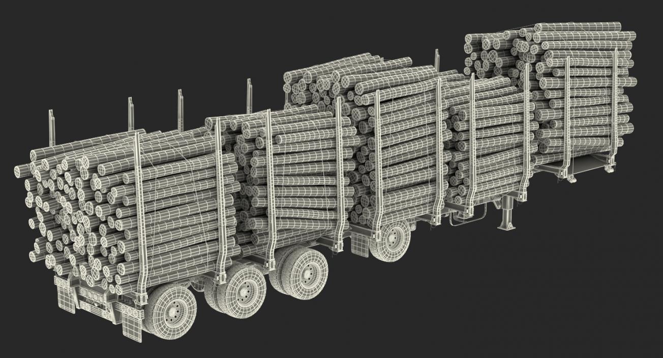 Logging Trailer Manac with Small Logs 3D