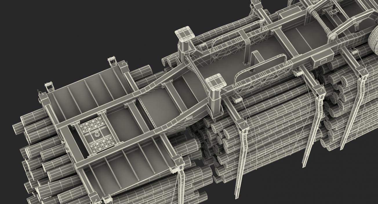 Logging Trailer Manac with Small Logs 3D