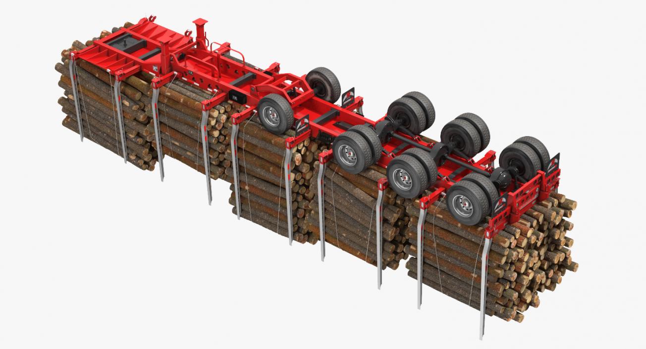 Logging Trailer Manac with Small Logs 3D