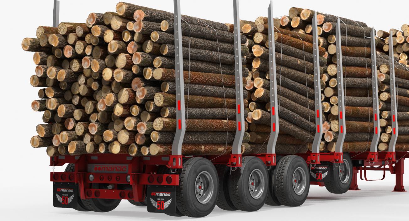 Logging Trailer Manac with Small Logs 3D