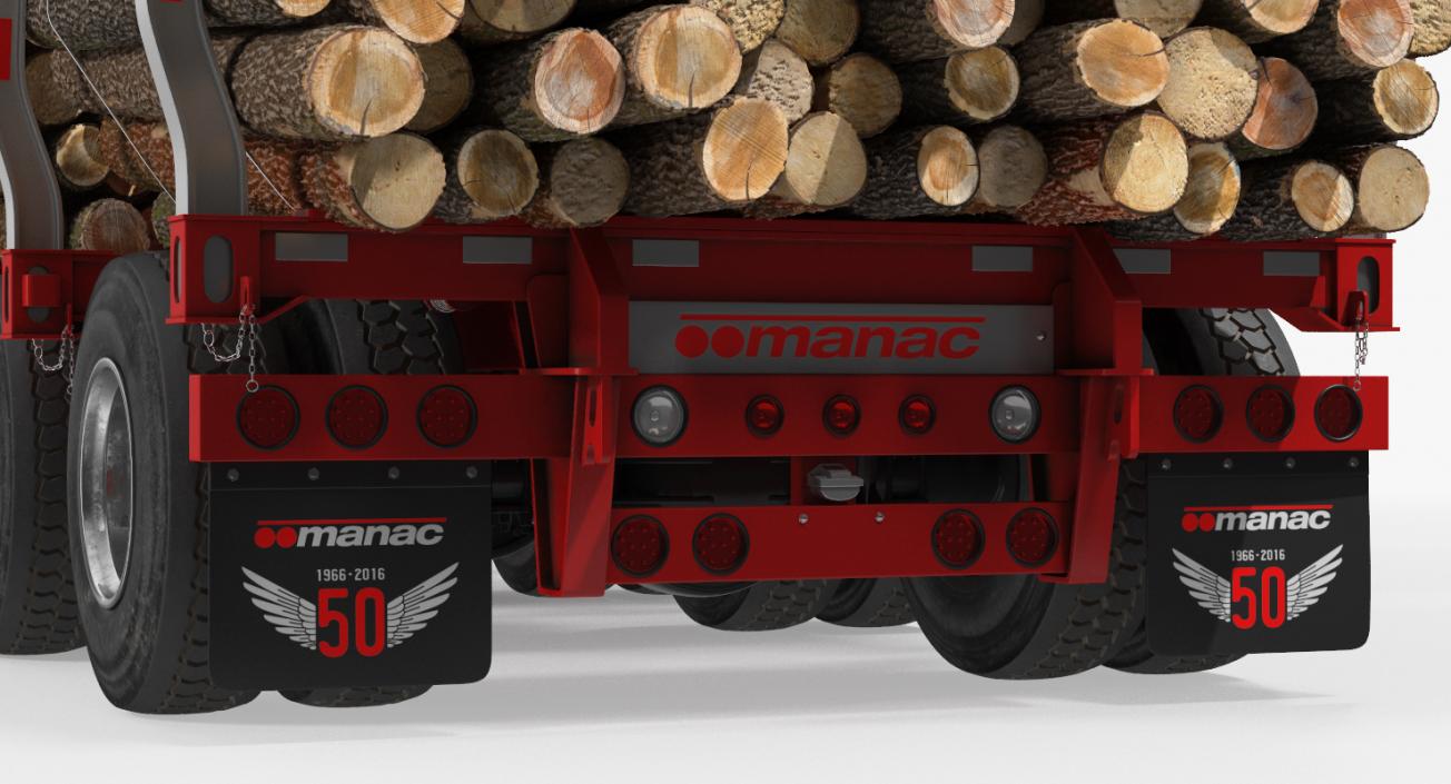 Logging Trailer Manac with Small Logs 3D