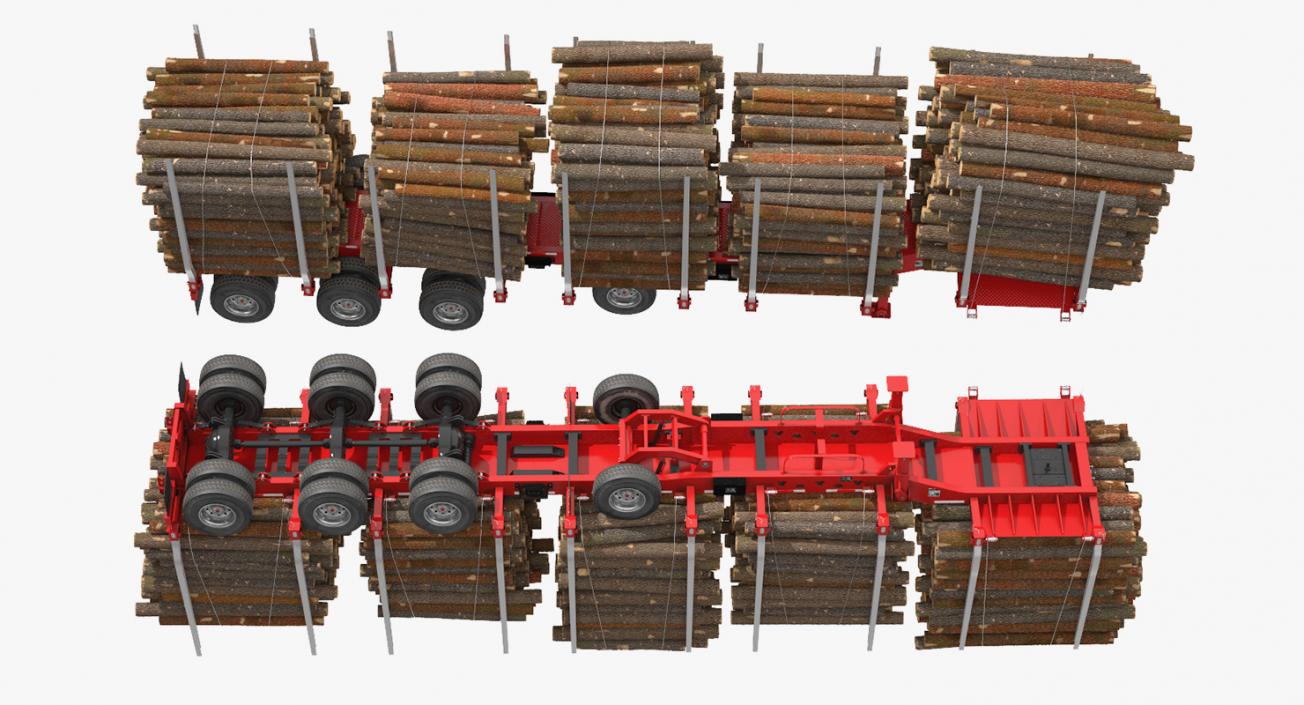 Logging Trailer Manac with Small Logs 3D