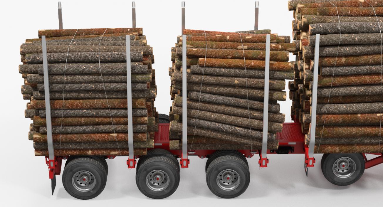 Logging Trailer Manac with Small Logs 3D