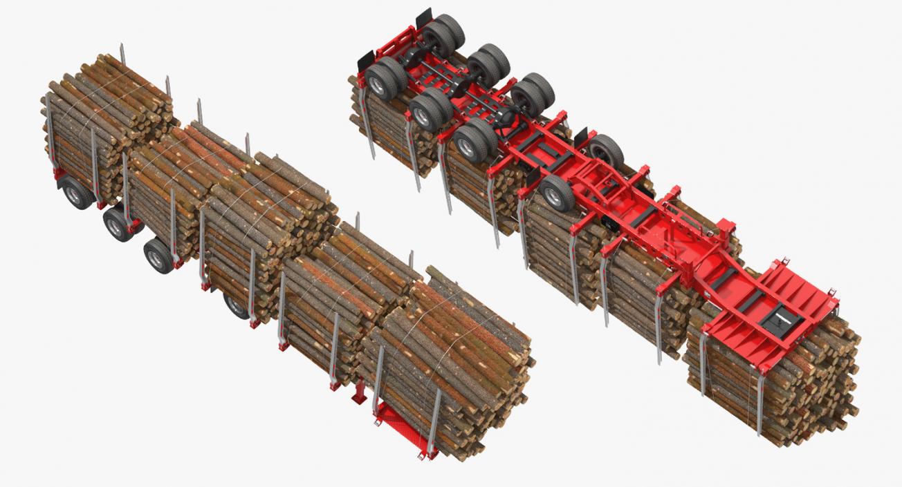 Logging Trailer Manac with Small Logs 3D