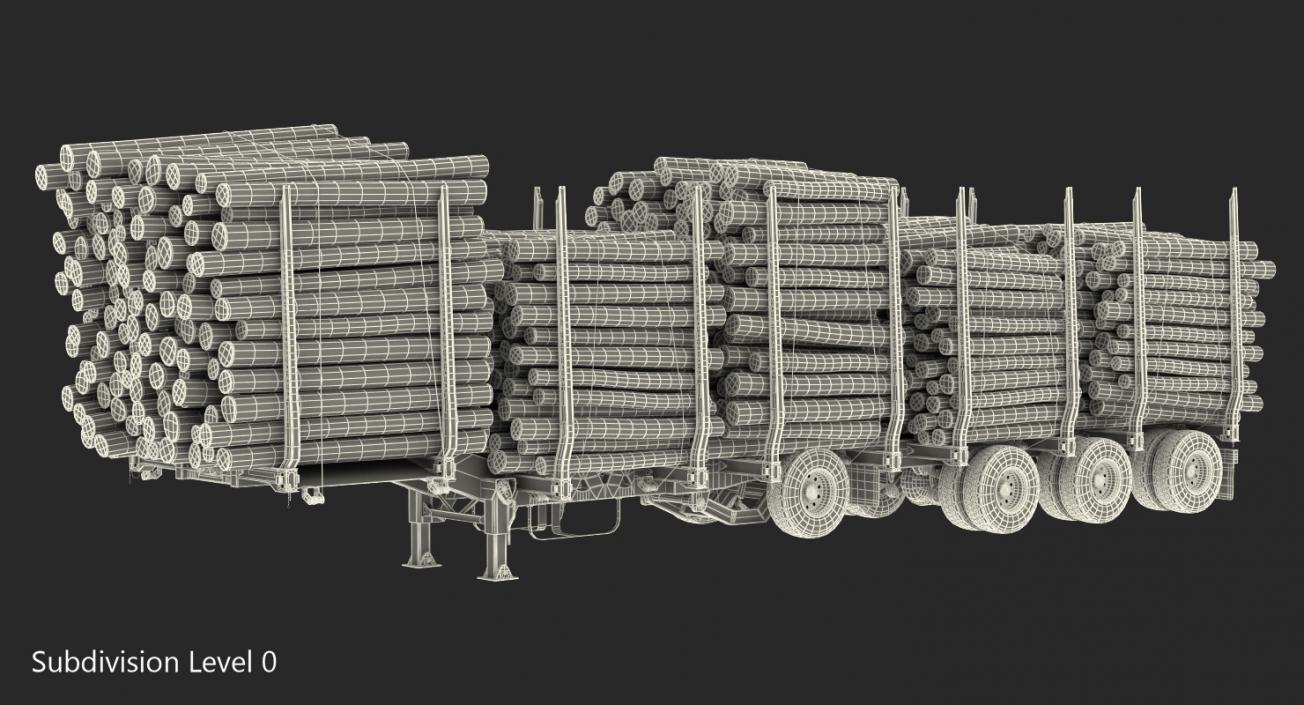 Logging Trailer Manac with Small Logs 3D