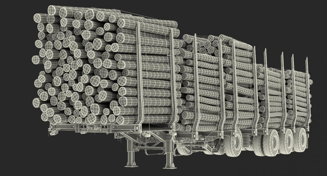 Logging Trailer Manac with Small Logs 3D