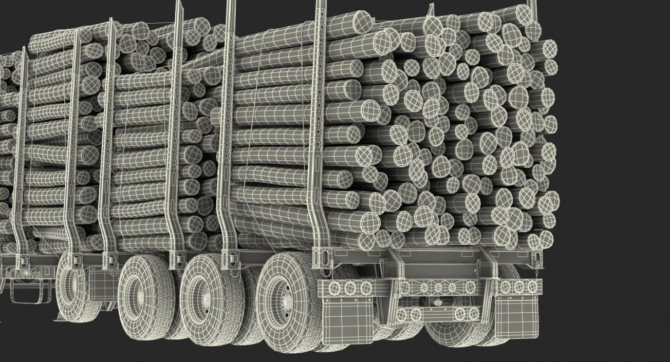 Logging Trailer Manac with Small Logs 3D