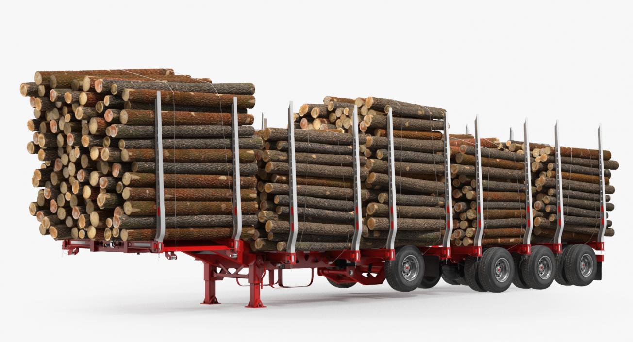 Logging Trailer Manac with Small Logs 3D