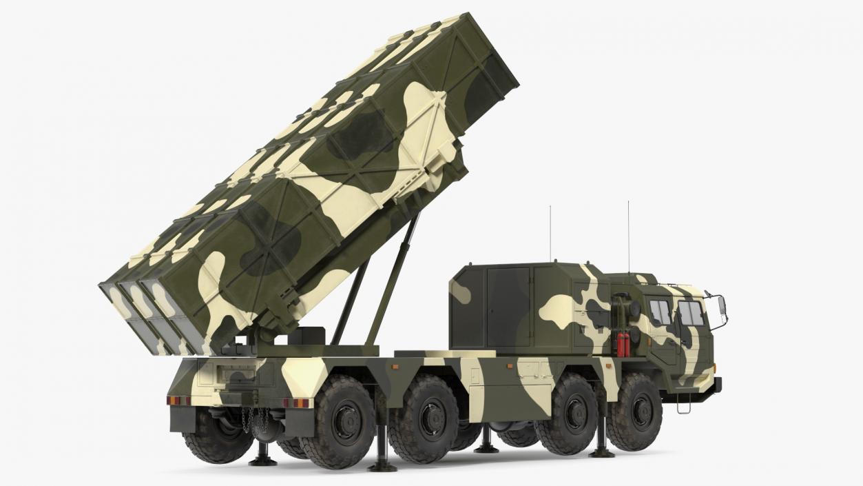 Chinese MLRS WS-2D Green Camouflage in Battle Position 3D model