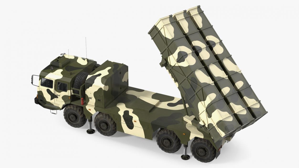 Chinese MLRS WS-2D Green Camouflage in Battle Position 3D model