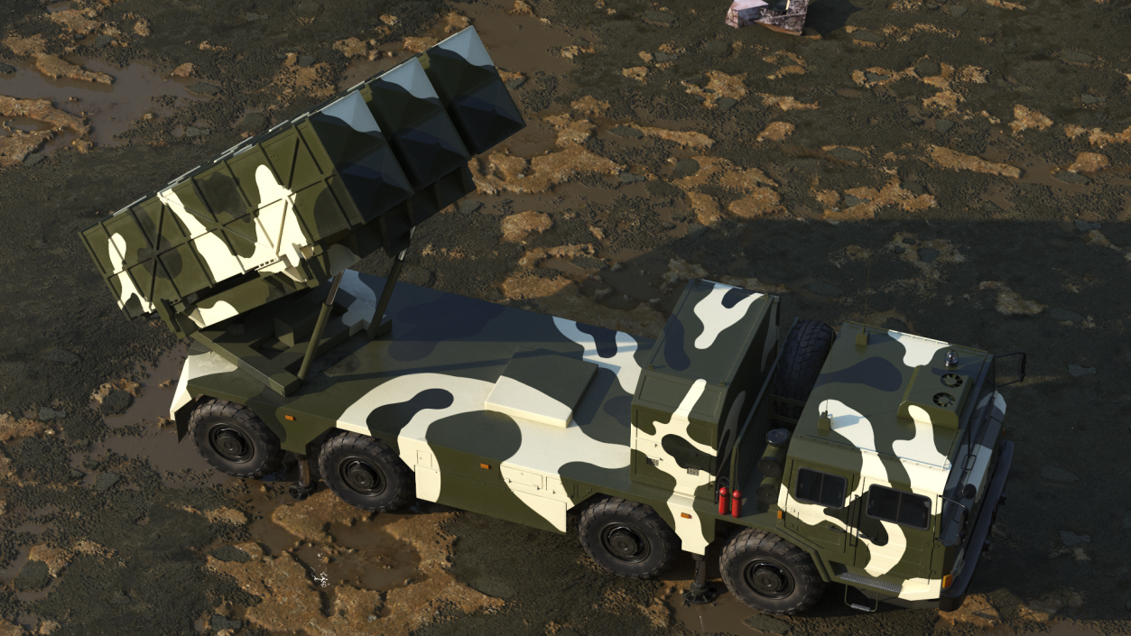 Chinese MLRS WS-2D Green Camouflage in Battle Position 3D model