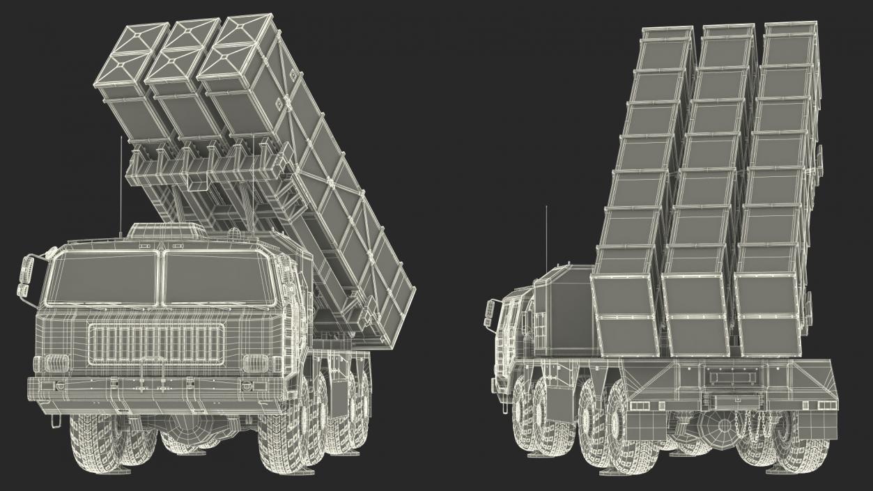 Chinese MLRS WS-2D Green Camouflage in Battle Position 3D model