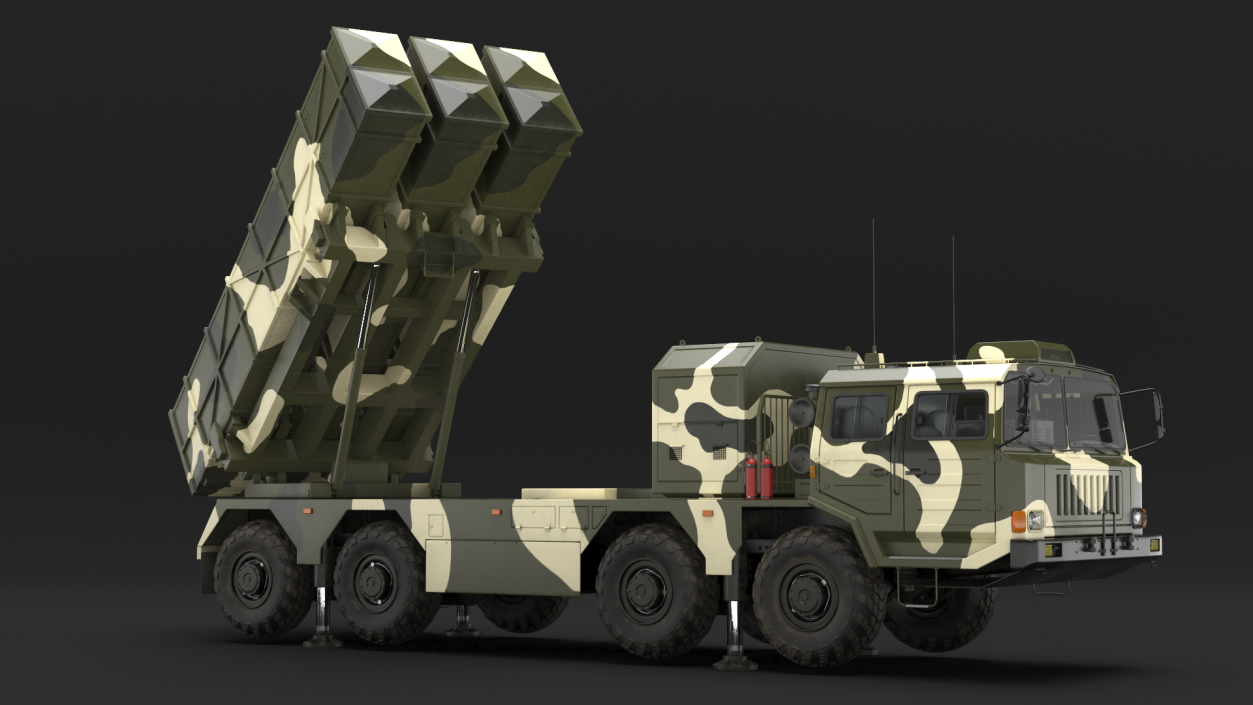 Chinese MLRS WS-2D Green Camouflage in Battle Position 3D model