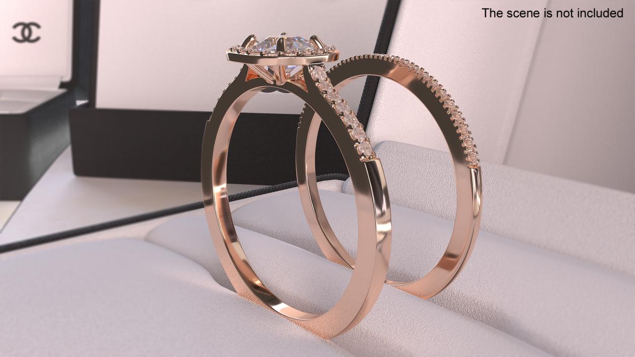 3D model Engagement Rings Red Gold