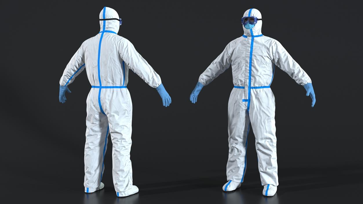 3D Man in Disposable Medical Protective Suit