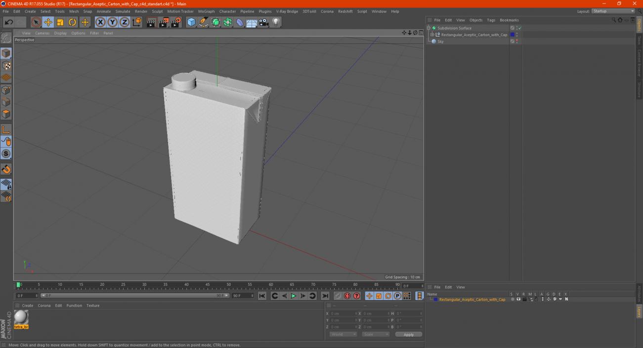 3D model Rectangular Aseptic Carton with Cap