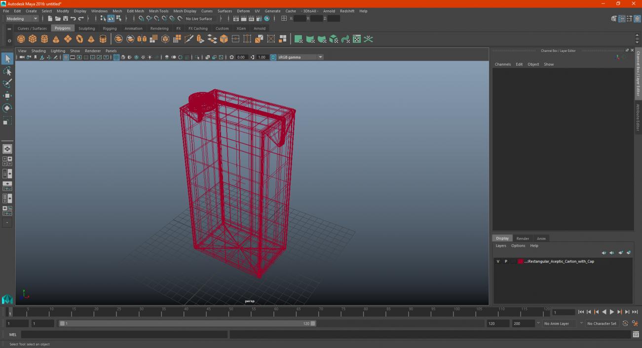 3D model Rectangular Aseptic Carton with Cap