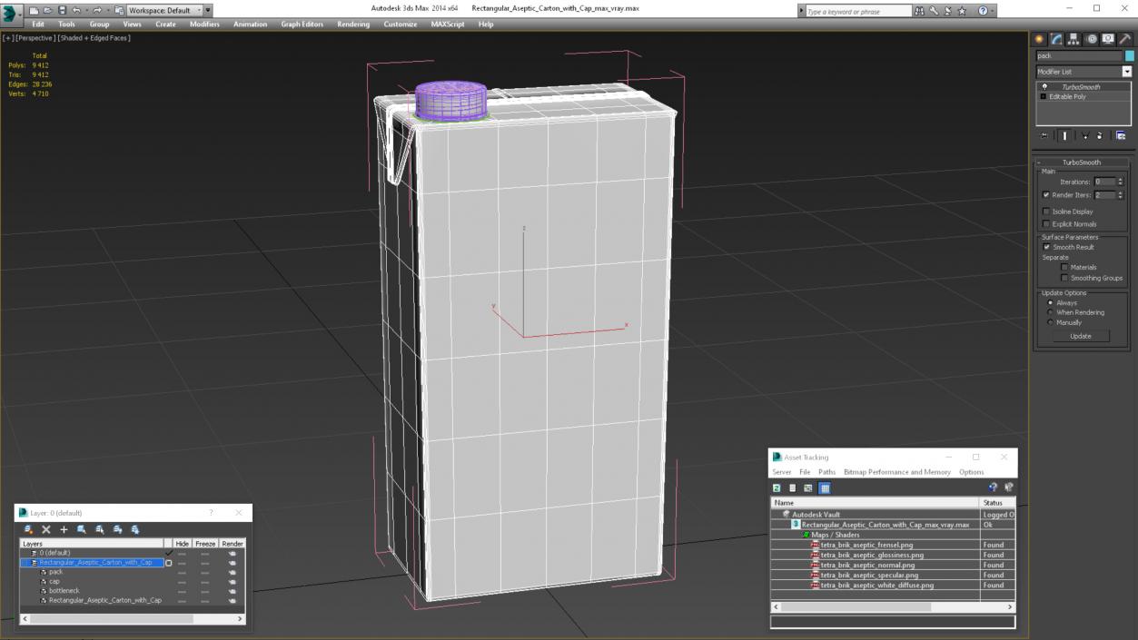 3D model Rectangular Aseptic Carton with Cap