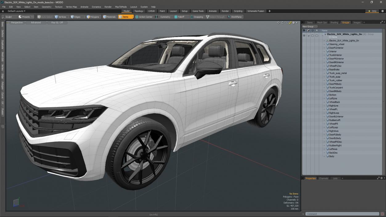 3D Electric SUV White Lights On model