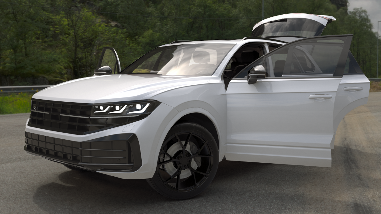 3D Electric SUV White Lights On model