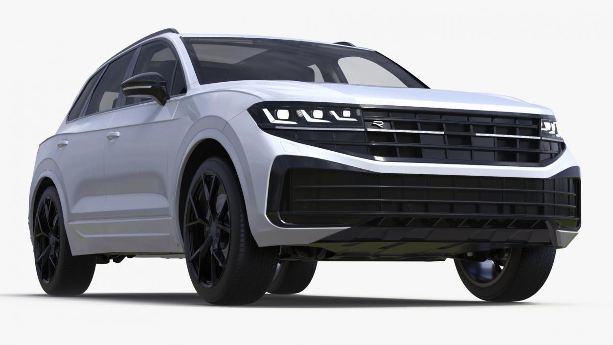 3D Electric SUV White Lights On model