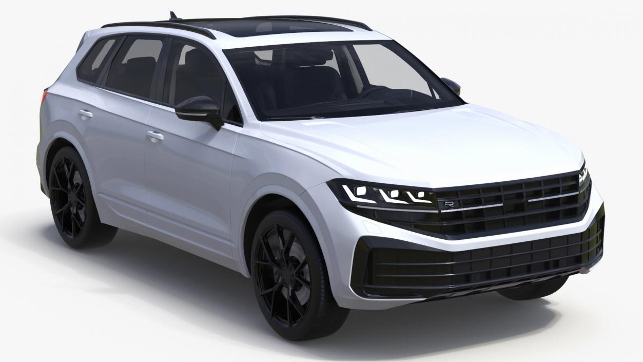 3D Electric SUV White Lights On model