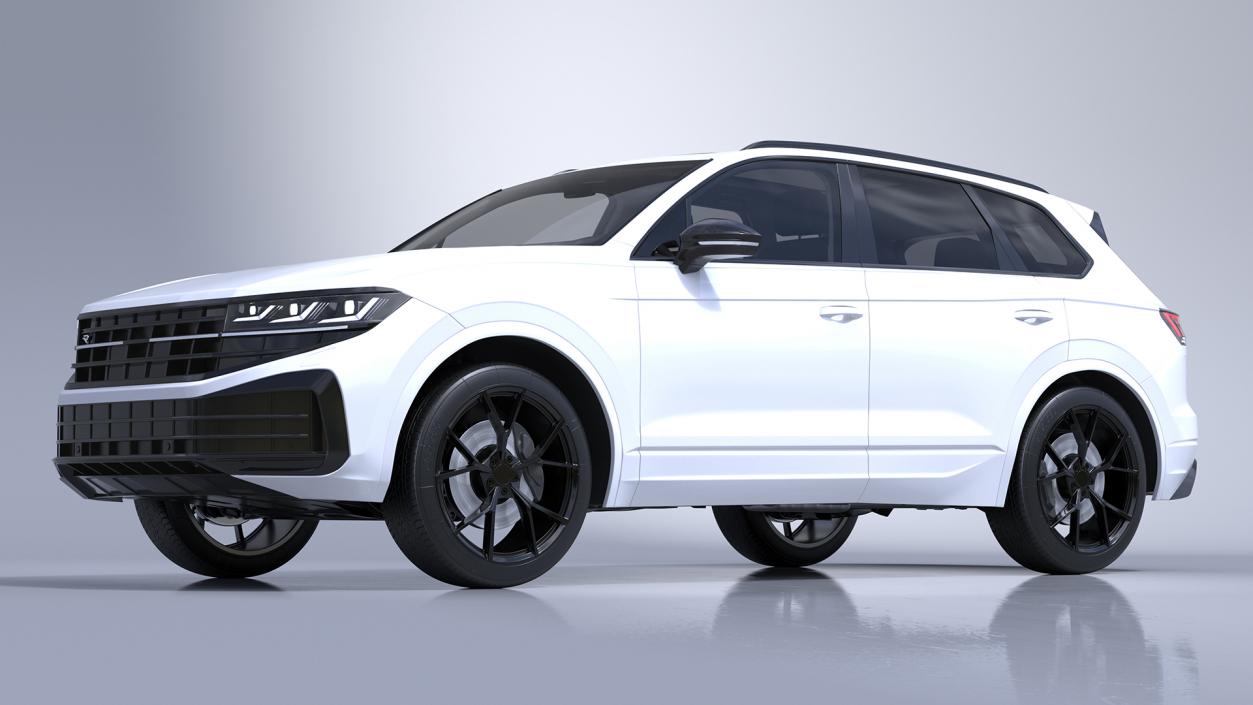 3D Electric SUV White Lights On model